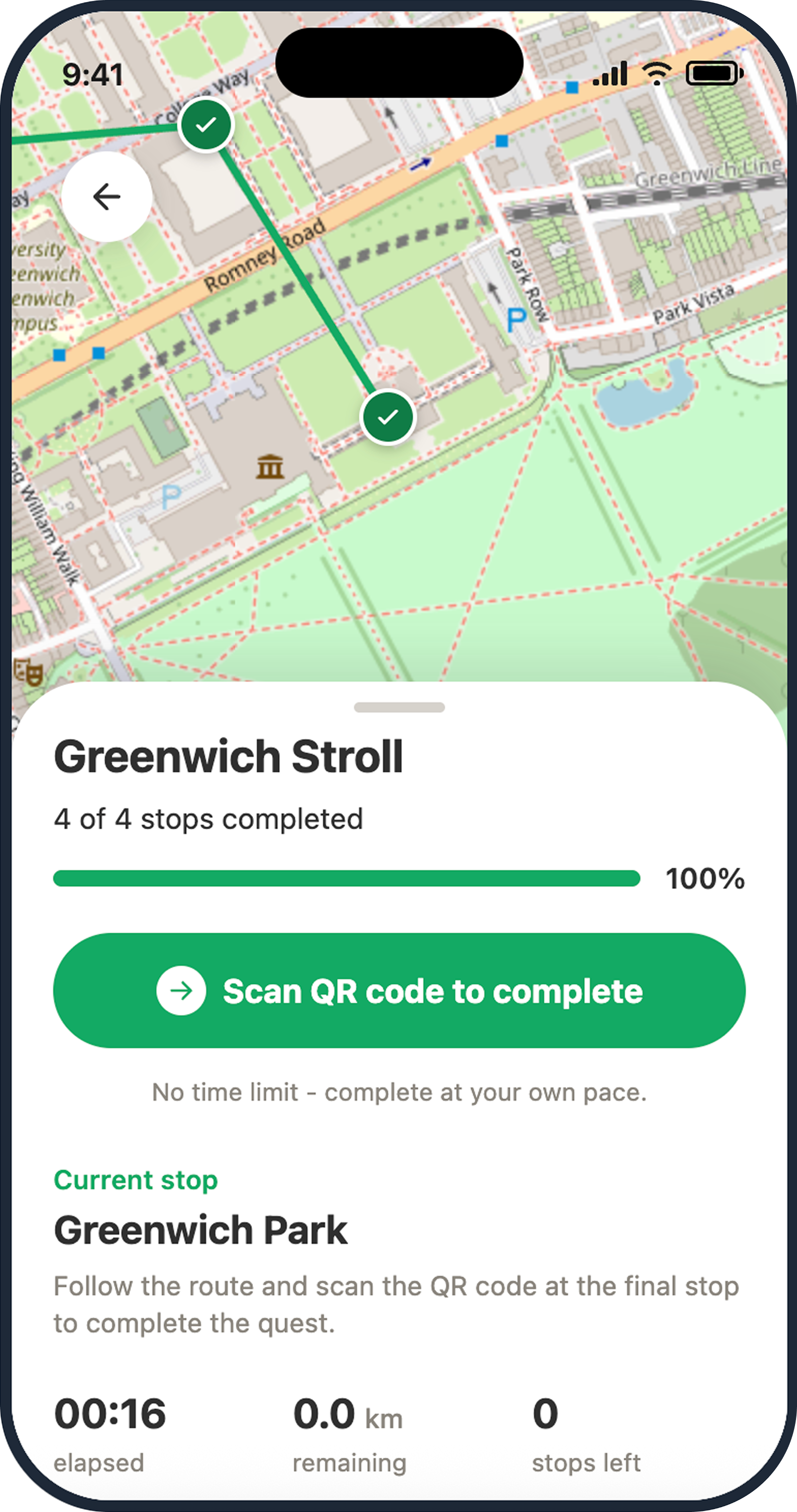 WAYO Active Quest screen