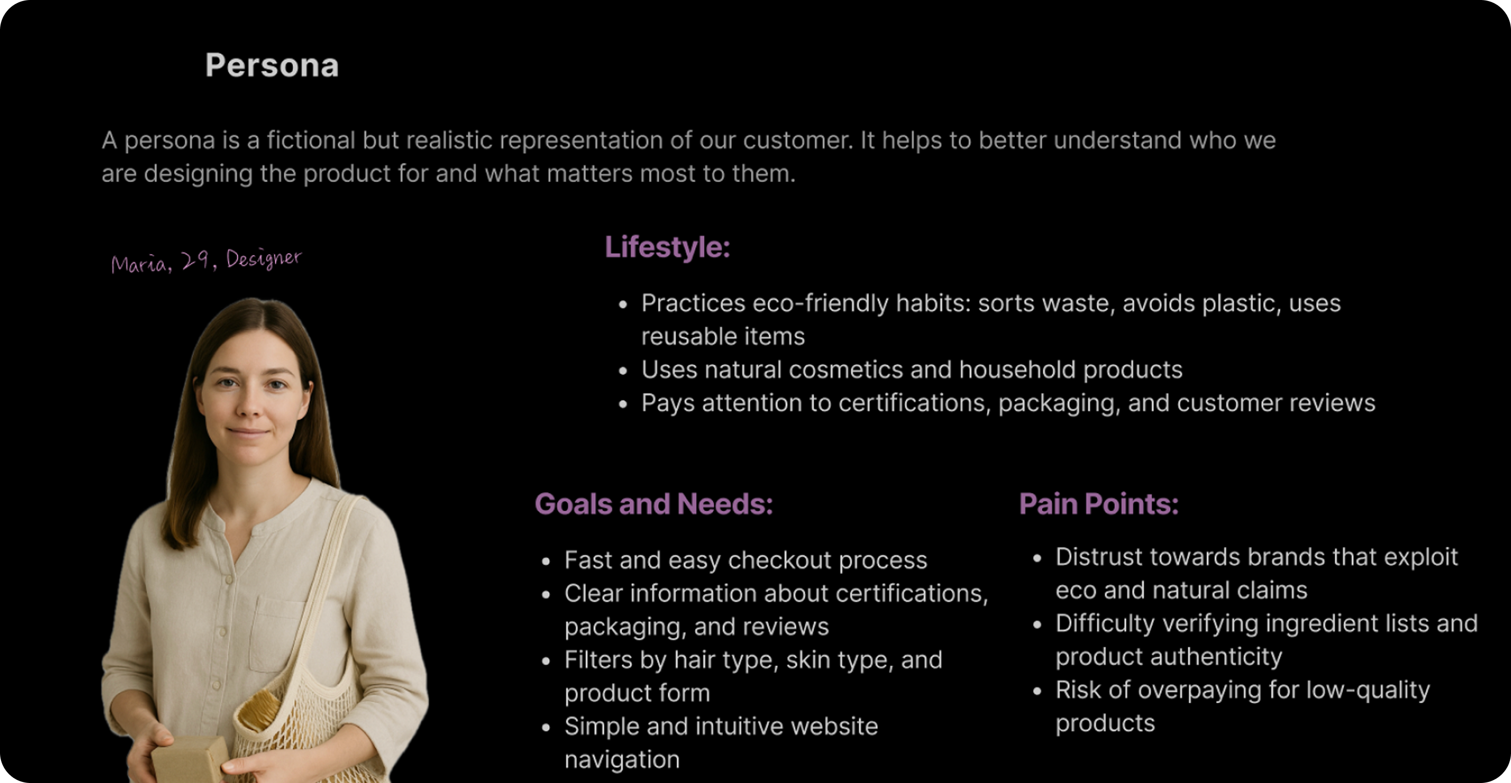 Ecosexual User persona