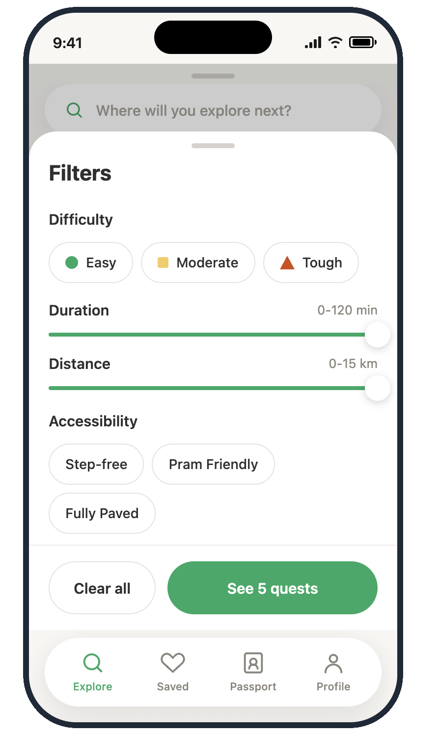 WAYO filters screen